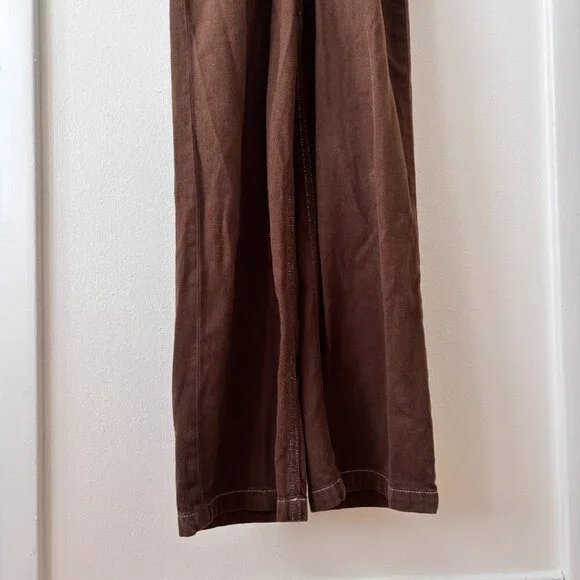 Reformation Jeans Cassidy Chocolate Brown Denim Jumpsuit - Picture 10 of 12